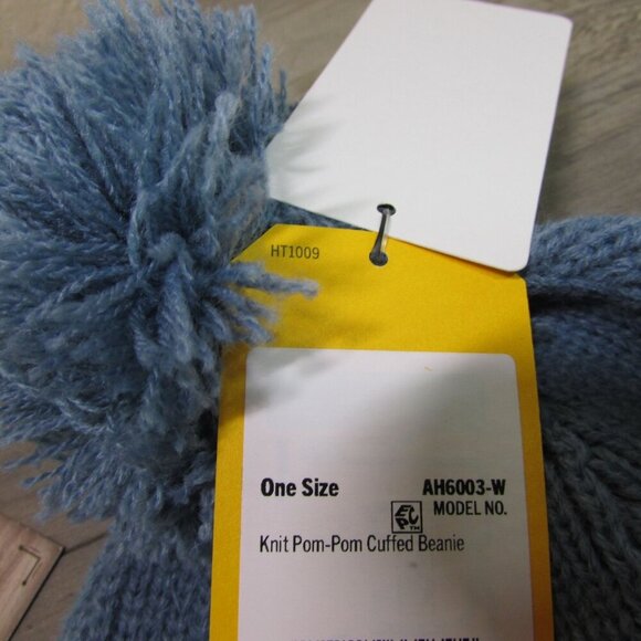 Carhartt Knit Pom Pom Cuffed Beanie Stocking Cap Thundercloud AH6003 - Picture 2 of 3